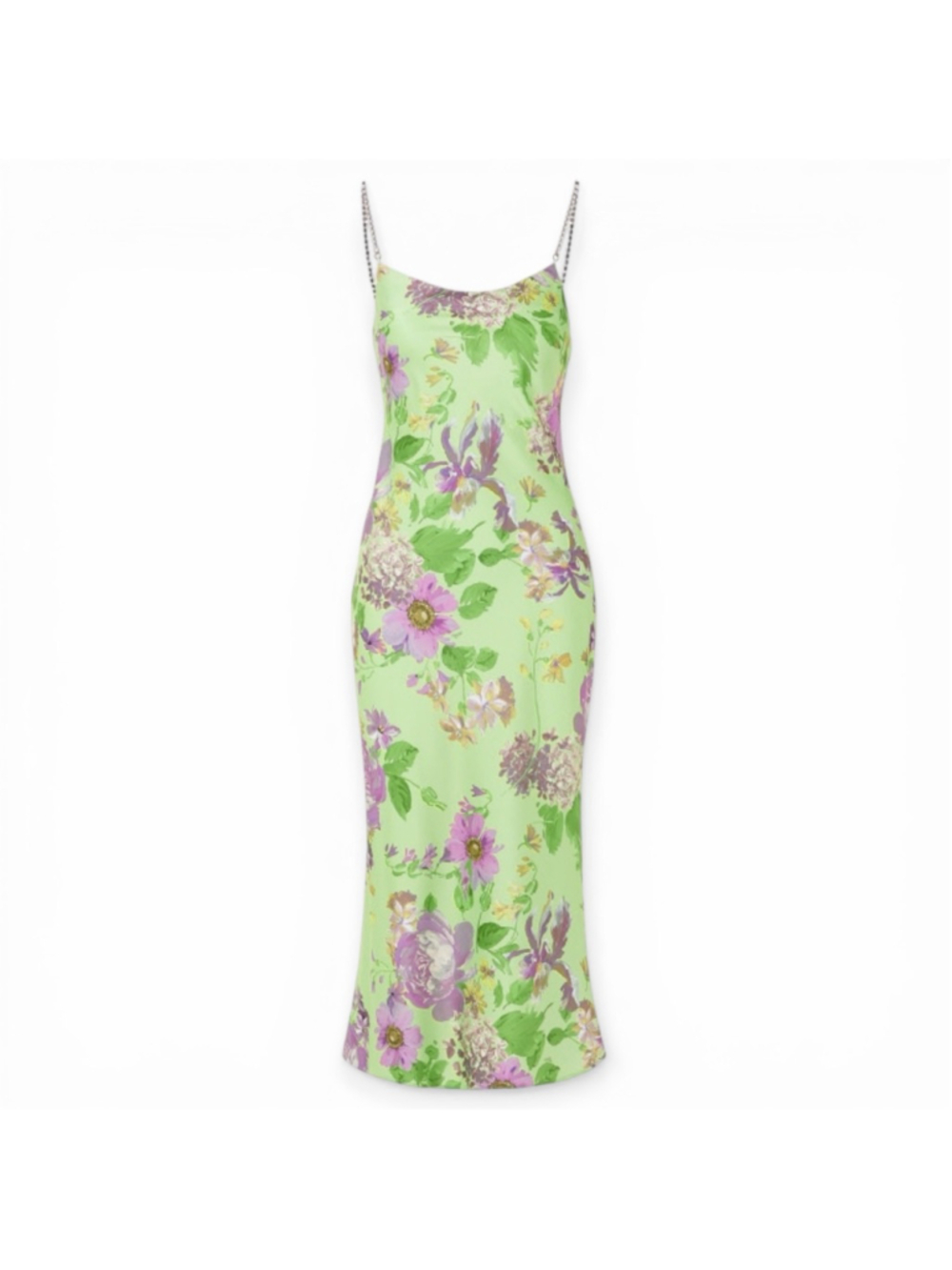 Vivetta Floral Dress NWT Crystal Strap Midi Green Purple Size 38 US 2 4 Small